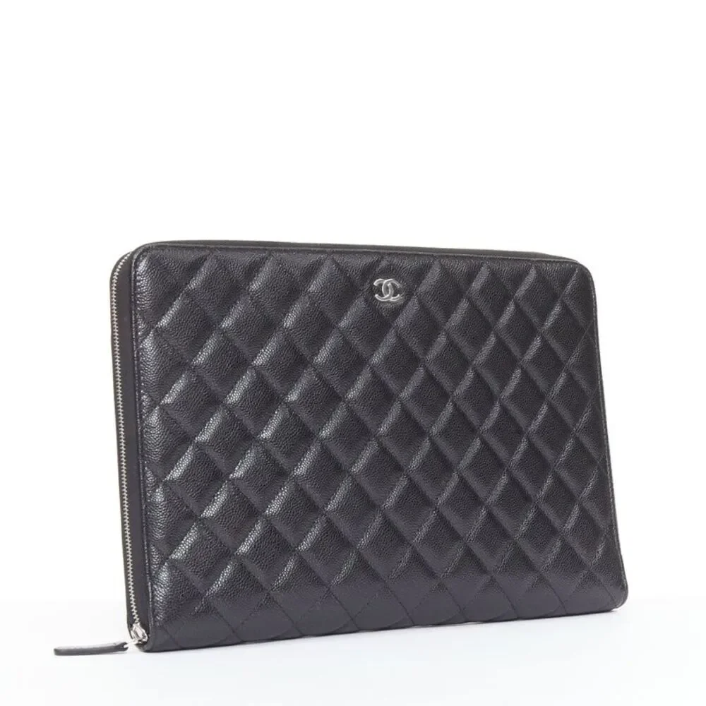 Chanel 2024 Portfolio Case Black Quilted Leather Document Case